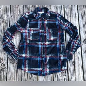 S O’NEILL Velvet Like Thick Fleece Plaid Button Up Top Side Pockets Cold Weather